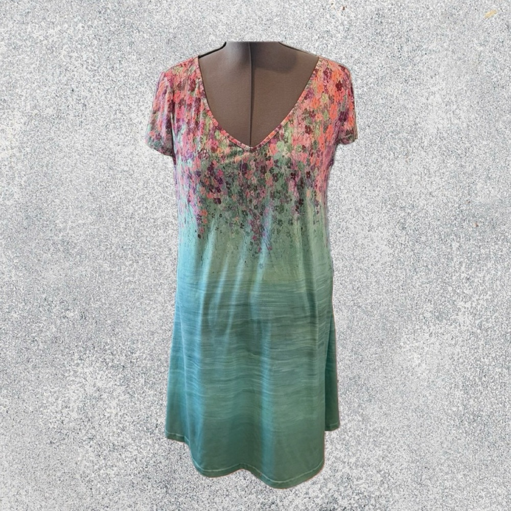 JustFashionNow Floral V-Neck Dress Size L